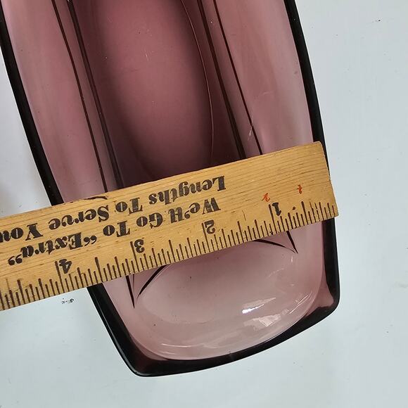 Vintage amethyst glass relish tray dish 4x9.5 - Picture 10 of 10